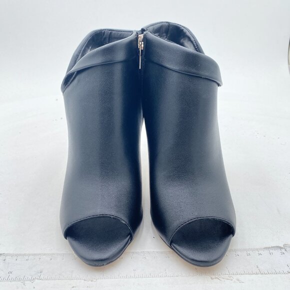 YDN Black Peep Toe Stiletto High Heel Cutout Slingback Side Zipper Short Booties - Picture 3 of 8